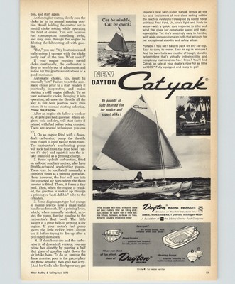 1972 PAPER AD New Model Dayton Marine Catyak Sailboat 95 ...