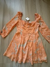 NWT ASTR The Label WINDSOR Dress COTTAGE ROMANCE  Orange Floral SMOCKED BACK M