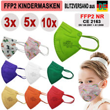 3 / 5 / 10x FFP2 Kinder Bunte Masken KINDERMASKEN ZERTIFIKAT Farbig 9 Farben