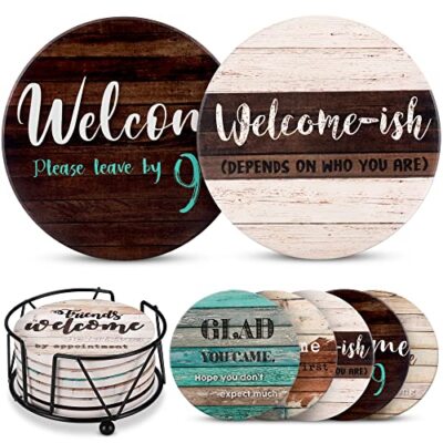 Posavasos divertidos para mesa de café, 6 posavasos de corcho de piedra 