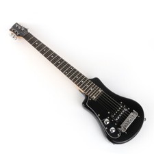 Left Hand Portable Electric Guitar Mini Travel Kid with Gigbag Strap in Black