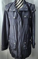 Maine Womens Blue Jacket Light Coat With Hood Size 12 Adjustable Toggles Nwot