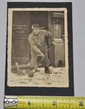 Vintage Photo Man Shoveling Snow with Shovel + Smoke Pipe - Philadelphia PA