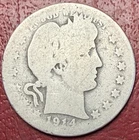 1914-S Barber Silver Quarter Dollar KEY DATE. Free Shipping