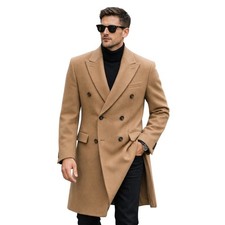 Nicolo Wool  Cashmere Double-Breasted Overcoat 38S Camel