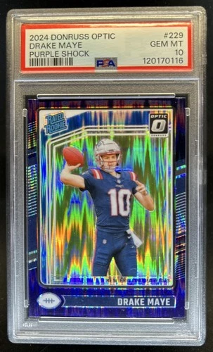 2024 Panini Donruss Optic Drake Maye Purple Shock Rated Rookie #229 PSA 10