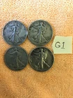 Lot of 4 Walking Liberty Silver Half Dollars, 1941-P, 1941-S, 1944 & 1945-D  G#1