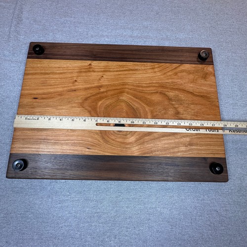 Handcrafted Cutting Board 12x18 Cherry and Walnut Sleek Modern Rustic Kitchen - Picture 3 of 4