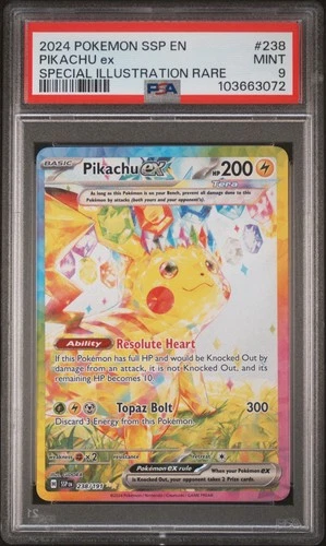 2024 POKEMON SSP EN-SURGING SPARKS SPECIAL ILLUSTRATION RARE PIKACHU EX PSA 9