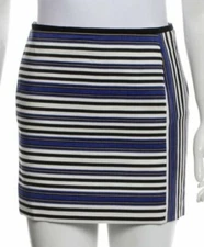Maje Loupe Striped Silk and Linen Mini Skirt Size S Fr 36