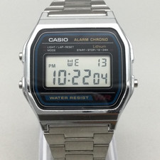 Casio A158W Watch Mens 33mm Digital Alarm Chronograph Stainless Steel WR 593