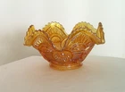 Vintage Small 6" Carnival Marigold Crimped Candy Bowl