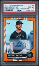 2023 Topps Big League #204 Ezequiel Tovar Electric Orange Base Autographs PSA 10