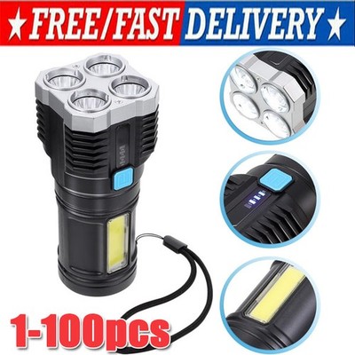 High Power LED Flashlights Camping Torch With 4 Lamp Beads And COB Side Light
