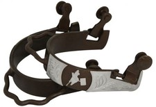ABR Western bumper spurs w/silver barrel racer, free swinging buttons