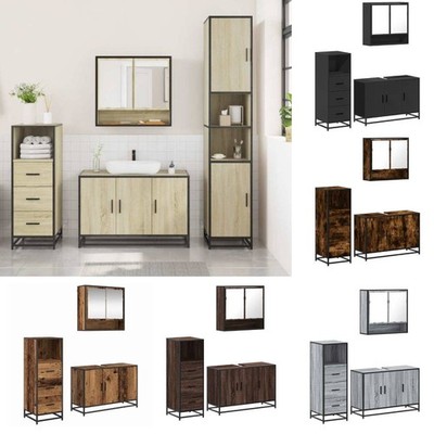 Badezimmermöbel-Set 3-teilig Schrank Waschbeckenunterschrank Holzwerkstoff 