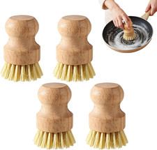 4-Pack Natural Bamboo Dish Brush – Eco-Friendly Kitchen Scrubber, Sisal Bristles