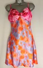 PLT Pretty little thing Ladies pink floral satin slip dress size 10 bnwt (A667)