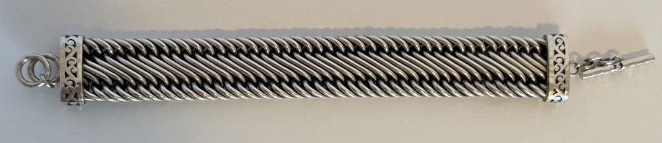 Pulsera tejida a mano de plata de ley 925 Lois Hill con extremos de desplazamiento Lois Hill Foto 4 de 4