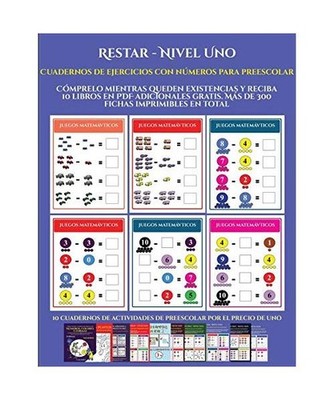 Cuadernos de ejercicios con números para preescolar [Restar - Nivel Uno]: Cómp