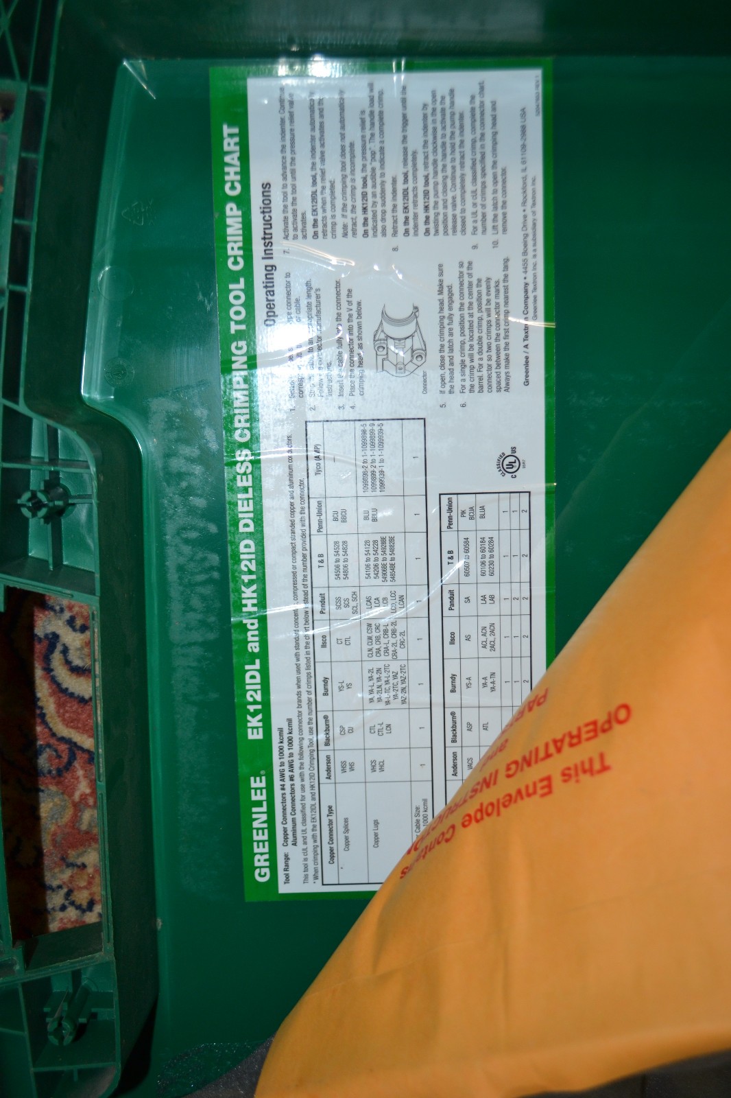 Greenlee Single Point Dieless Crimper EK12IDL 18V Li-Ion w/ 1 Battery & Charger