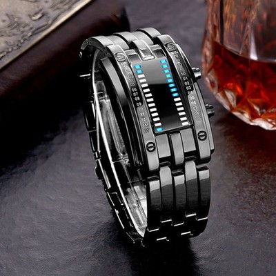 Waterproof Plating Watch Luxury Stainless Steel Binary Luminous LED MPZB