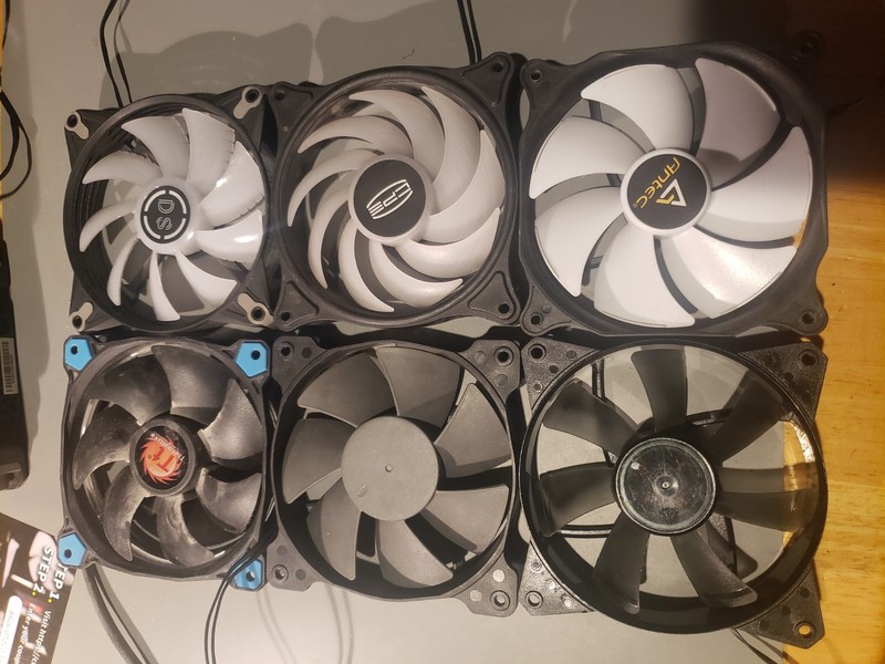 Assorted 120mm PC Fan Lot 6 Pcs, Antec, Coolermaster, EPS, Etc..
