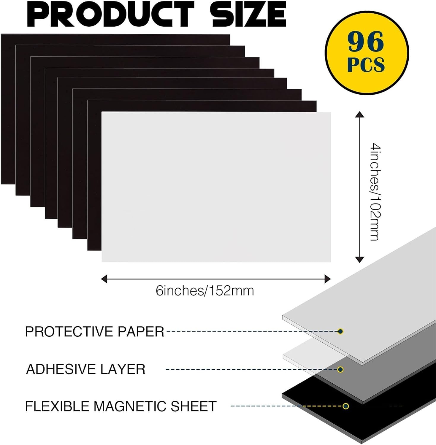 Magnet Sheets with Adhesive Backing for 4x6 PicturesBulk Pack of 96 Pieces,Ad...
