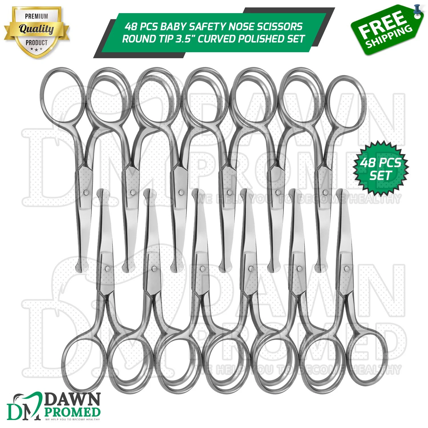 48 Pcs Baby Safety Nose Scissors Round Tip 3.5" Curved Polished Set German Grade
Opens in a new wind