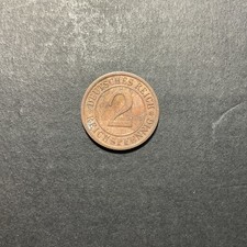German Coin: 1925 Germany (Deutsches Reich - Weimar) 2 Reichspfennig - Bronze
