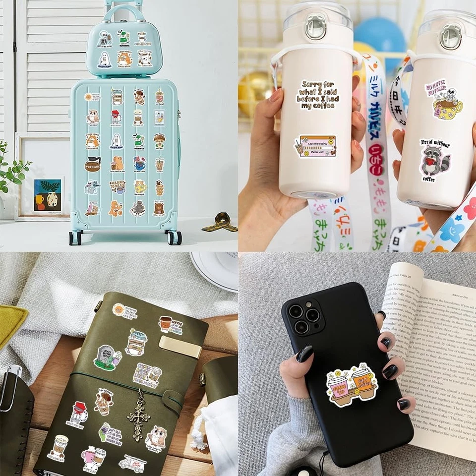 110 Piezas Divertidas Pegatinas Café, Vinilo Impermeable Como Se Muestra en la Figura  Foto 3 de 4