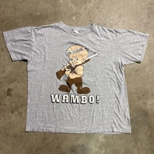 Vintage Looney Tunes Shirt Mens Small Gray 80s Rambo Parody Elmer Fudd Cartoon