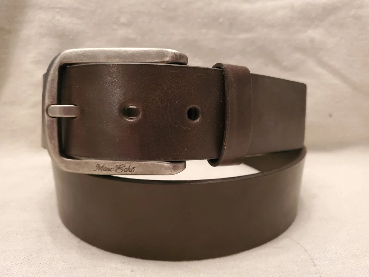 Brown Echo Belt Genuine Leather Wide Peg Pull Through Buckle Vintage Size Small Antique Roller Buckle Genuine Full Grain Vintage Leather  main image 4