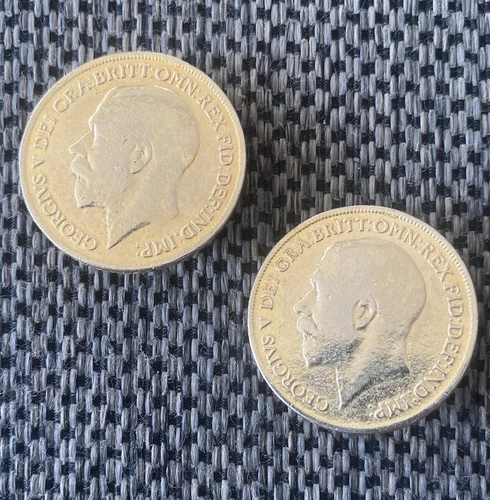 Vintage 1921 British Penny Clip-On Earrings Gold Gilt UK Coin Costume Jewelry