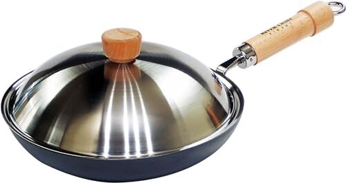 New Riverlight JS1226 Kyoku JAPAN Iron Frying Pan with Lid Set  10.2 inches (26