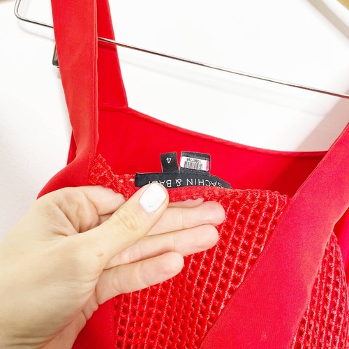 Sachin + Babi Guava Mesh Back Jumpsuit red sleeveless mesh tapered leg Womens 4 - Picture 5 of 8