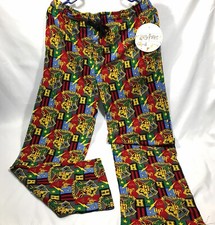 Harry Potter Hogwarts School Crest Gryffindor Slytherin Pajamas Lounge Pants NEW
