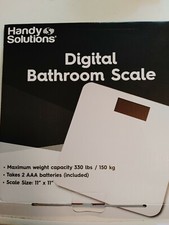 HANDY SOLUTIONS DIGITAL BATHROOM SCALE MAX WEIGHT 330 LBS/150 KG W/ BATTERIES