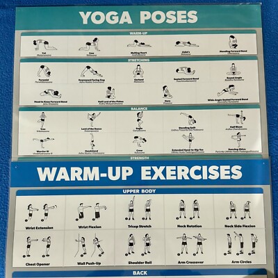 Stretching Cheat Sheet QuickFit Yoga Poster Set Laminated