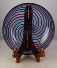 Vintage Murano Venetian Red & Blue Spiral Art Glass Bowl Pontil Mark