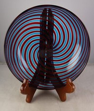 Vintage Murano Venetian Red  Blue Spiral Art Glass Bowl Pontil Mark