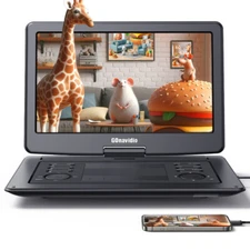19" Portable DVD Player with 16'' Large Screen 6 Hours Rechargeable Battery HDMI