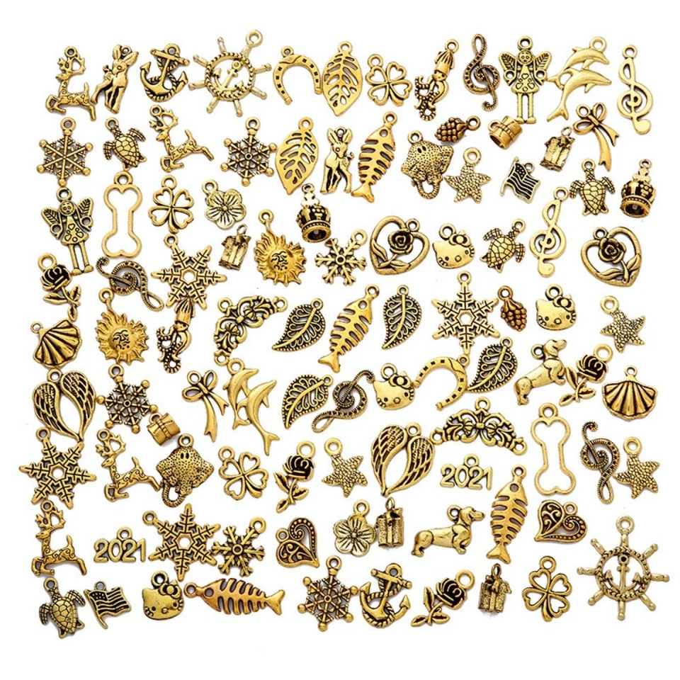 100 Piezas Dijes Mezclados Colgante Hágalo Usted Mismo Fabricación de Joyas Accesorio para Pulsera Collar Foto 4 de 4