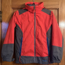 L.L Bean 3 in 1 Jacket Boys M 10-12 Orange/Gray Fleece Winter Hooded Outerwear