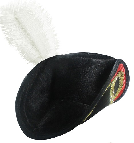 BLACK ADULTO Cavalier Moschettiere Pirata Capitan Uncino Tricorn tricorner  Cappello Costume | eBay