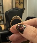 10k Yellow Gold 2-Row Diamond Ring 14 Diamonds Vintage Size 6.25 — photo 3