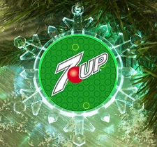 7Up Soda Pop Snowflake Multi Blinking Light Holiday Christmas Tree Ornament
