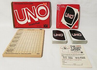 Vintage Uno Card Game and Uno Score Pad Double Score Cards Original Box