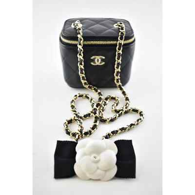 Chanel 21S Mini Black Vanity Camellia Classic Chain Gold Shoulder