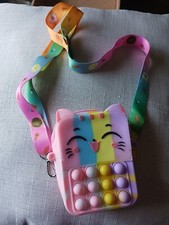 Cat Coin/Shoulder/Crossbody Bag Pop Fidget Toy Multi Color Adjustable Strap Girl